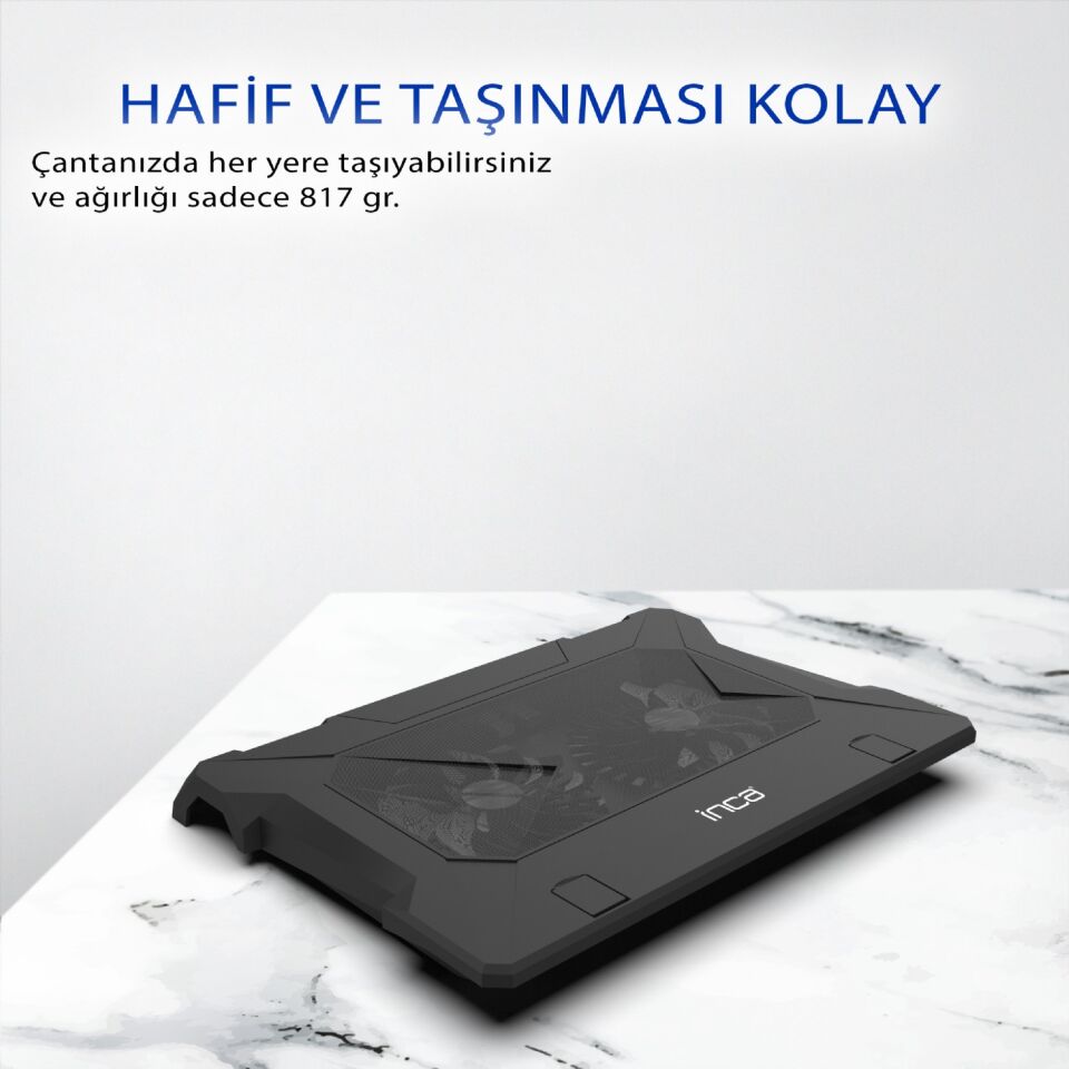INC-321RX Yüksek Hava Akımlı Çift 140mm Fanlı Gaming Laptop Soğutucu | 70 CFM 1000 RPM On/Off Tuşlu Anti-Slip