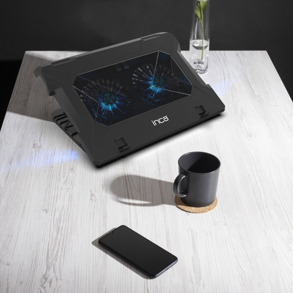 INC-321RX Yüksek Hava Akımlı Çift 140mm Fanlı Gaming Laptop Soğutucu | 70 CFM 1000 RPM On/Off Tuşlu Anti-Slip