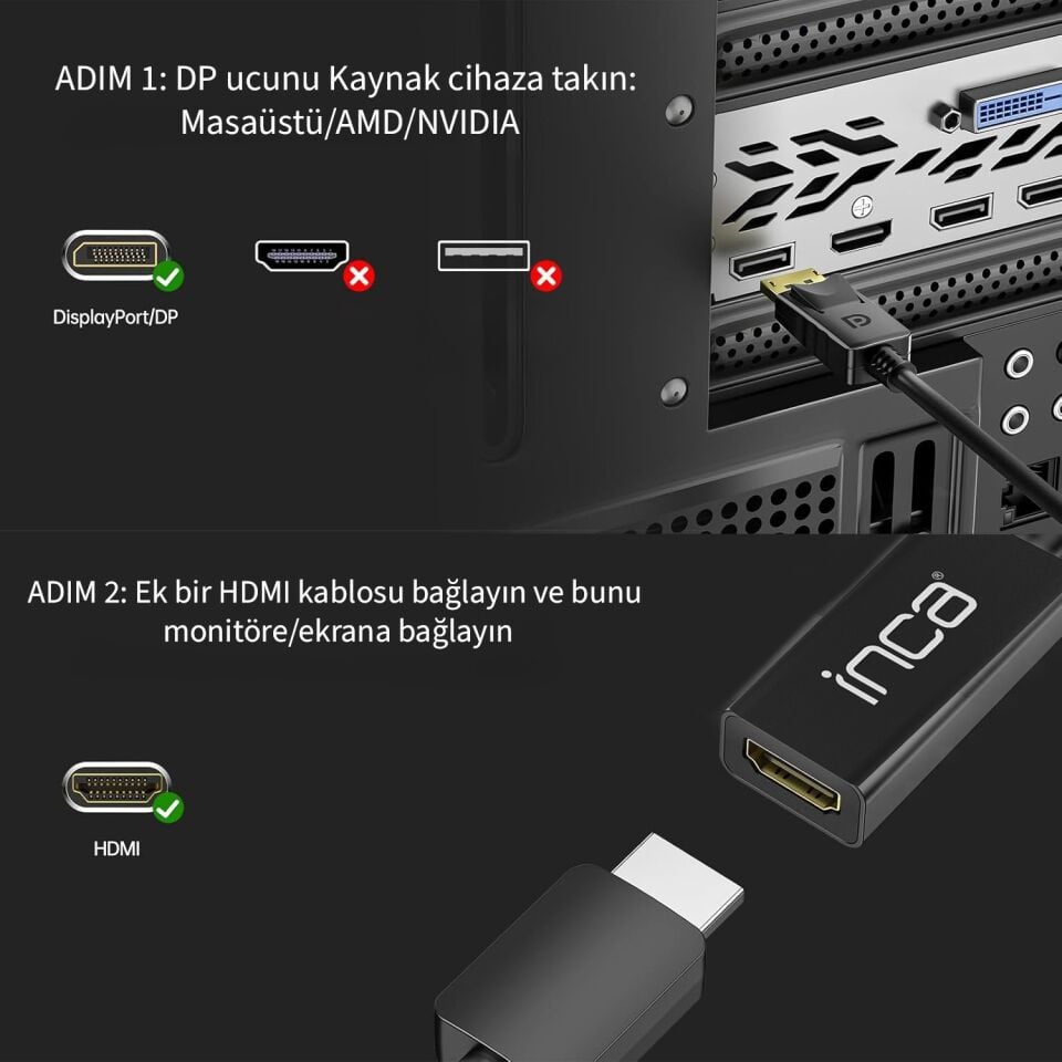 IDTH-05 DisplayPort to HDMI Dönüştürücü | 4K Ultra HD 30Hz 20 cm