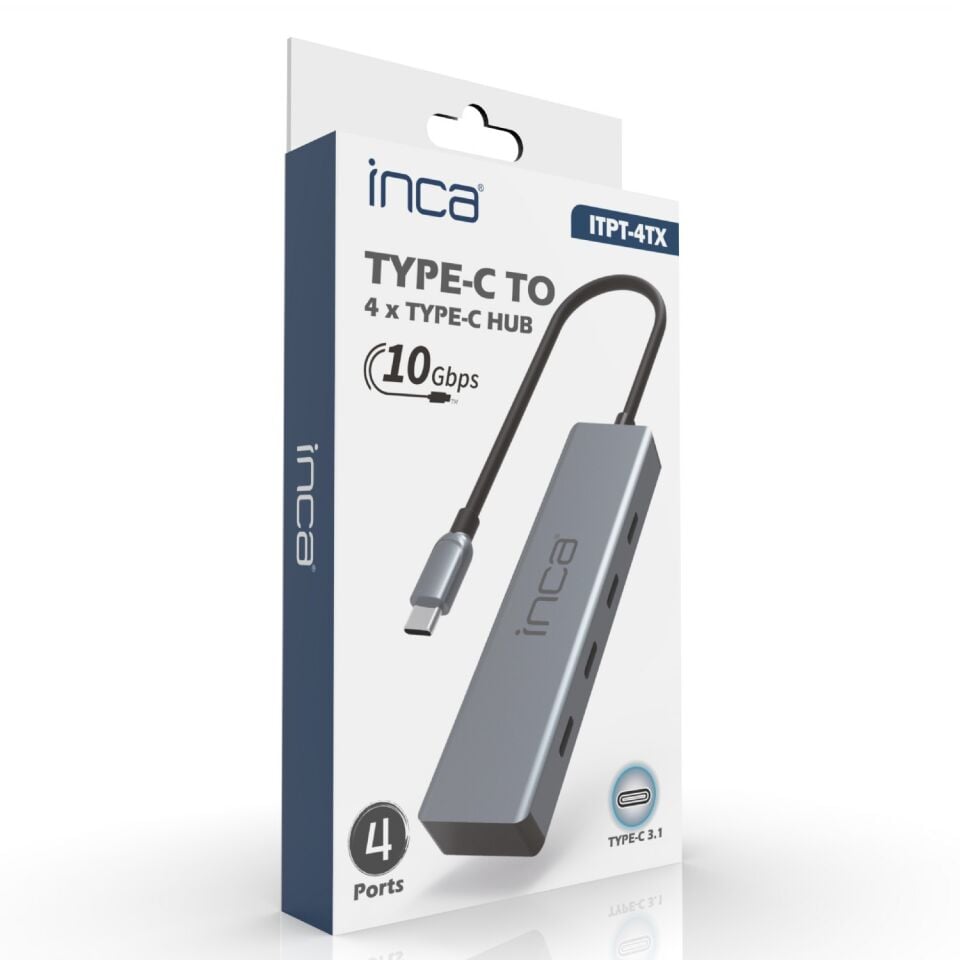 ITPT-4TX 4 Port USB Type-C 3.1 Hub | 10 Gbps Alüminyum Gövde