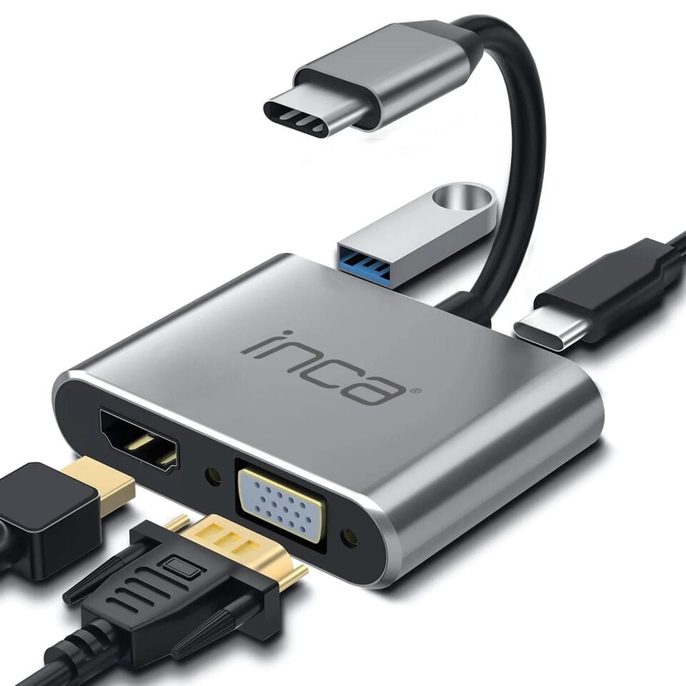 ITPC-06TX USB Type-C HDMI VGA USB 3.0 Çoklayıcı | 100W Güç Dağıtımı 4K@30Hz