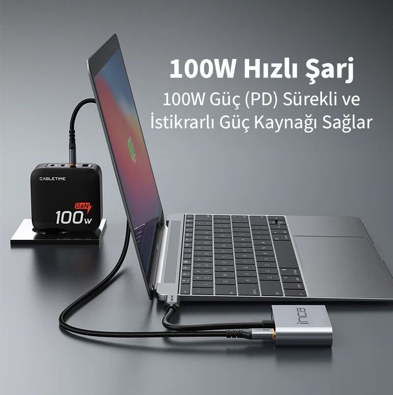 ITPC-06TX USB Type-C HDMI VGA USB 3.0 Çoklayıcı | 100W Güç Dağıtımı 4K@30Hz