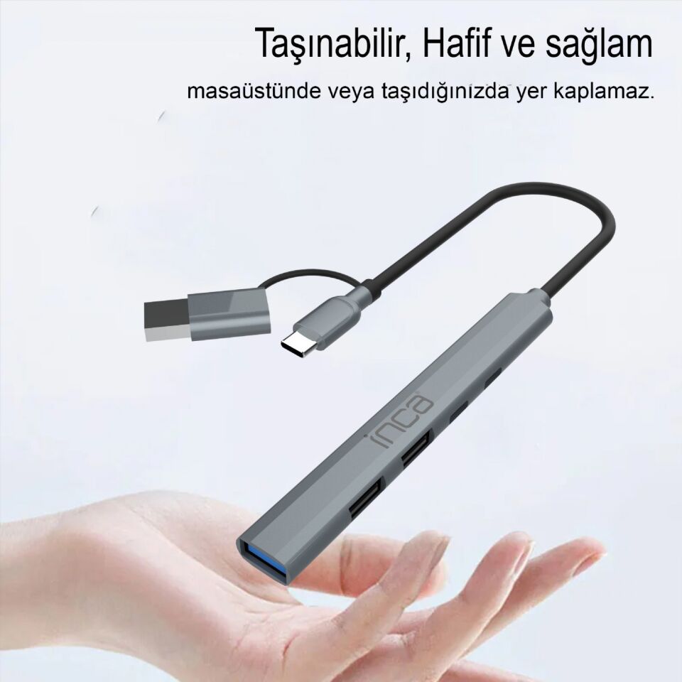 IUTP-06T USB-C Dönüştürücü Adaptör | USB 3.0  USB 2.0  Type-C  100W Güç Dağıtımı
