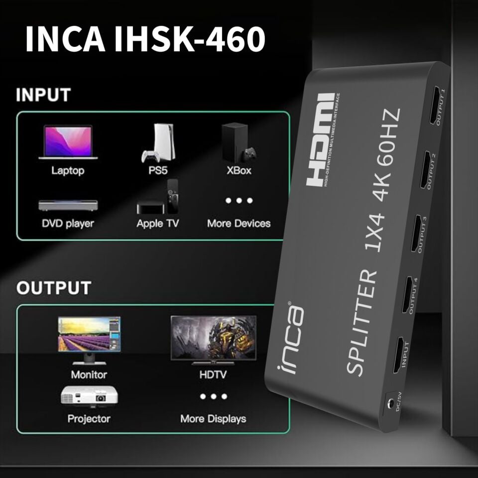 IHSK-460 Ultra HD HDMI 2.0 Dönüştürücü | 4K60Hz HDR  3D Video  DTS/Dolby Audio