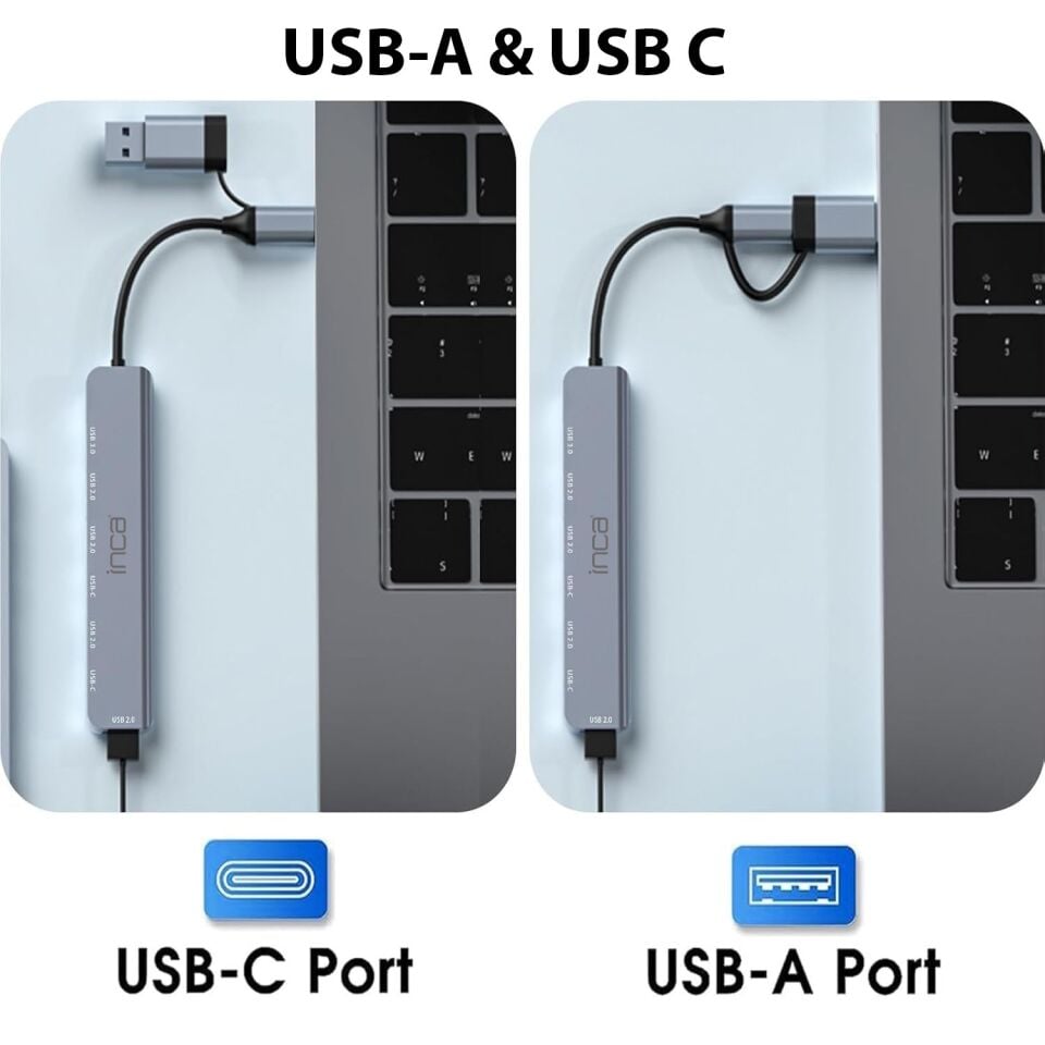 IUTP-7T USB-C Çoklu Port Adaptör | Super Speed USB 3.0  4x USB 2.0  100W Güç Dağıtımı