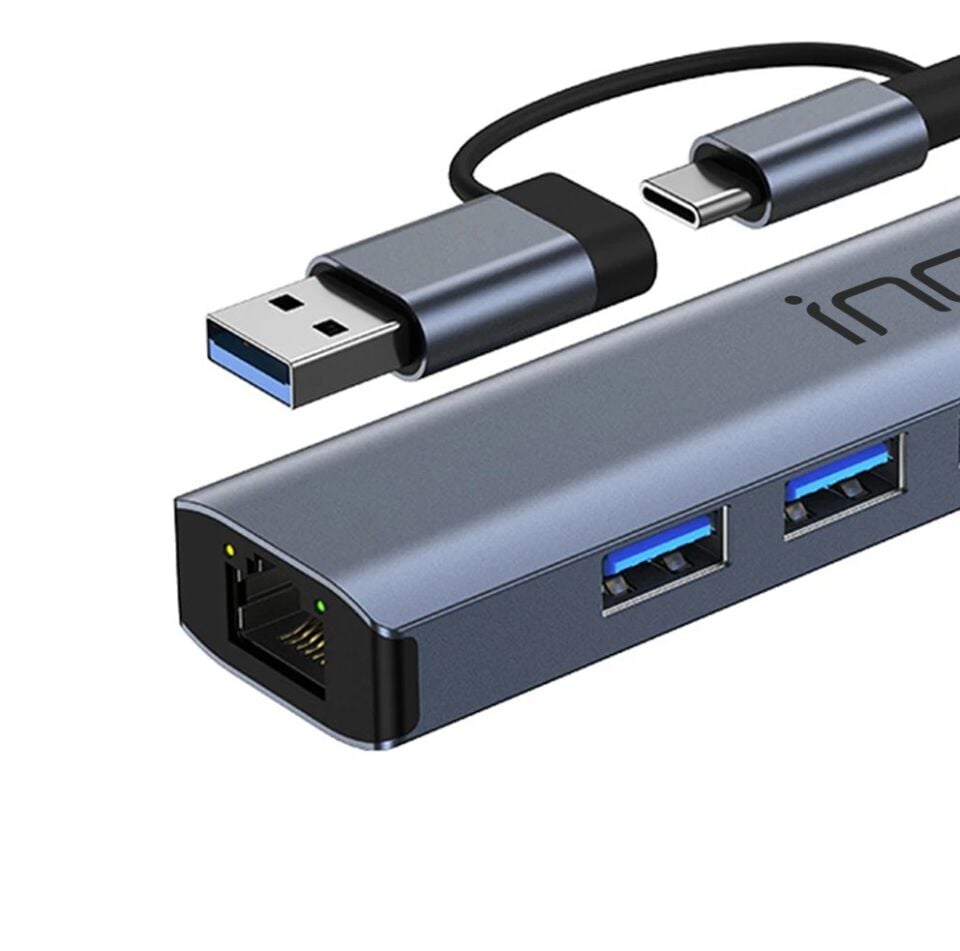 IUTP-5T USB-C to USB 3.0 & RJ45 Ethernet Dönüştürücü Hub