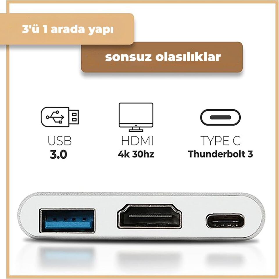 ITPC-04TX Type-C Hub HDMI 4K@30Hz | USB 3.0  PD 100W Çoklayıcı