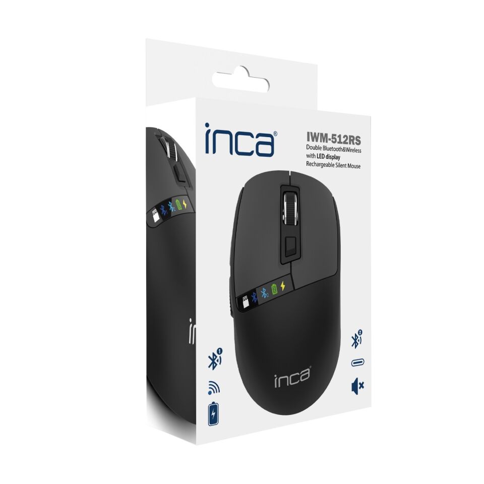 IWM-512RS LED Ekranlı Şarjlı Kablosuz Optik Mouse | Çoklu Bağlantı Desteği Bluetooth 5.0 2.4G Sessiz