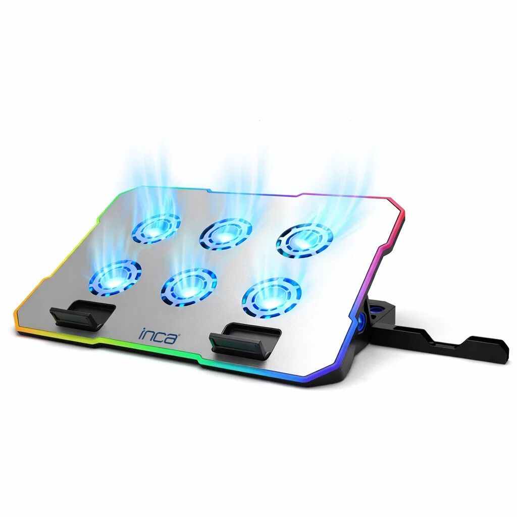 INC-618GMS 6 Fanlı RGB Laptop Soğutucu Stand 9-17” | 2400 RPM 10 LED Mod 5 Kademe Yükseklik Ayarlı