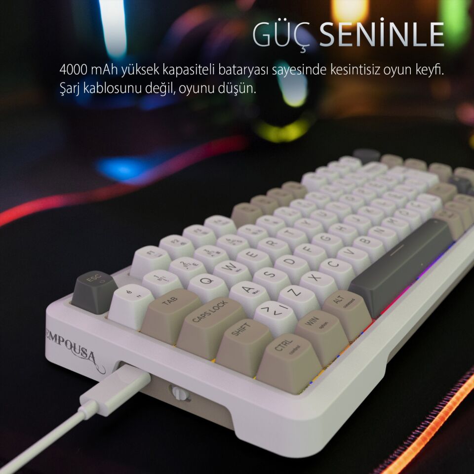 IKG-455 Empousa Gasket Hot Swap Posh Tri-Mode Makro Rgb Mekanik Klavye